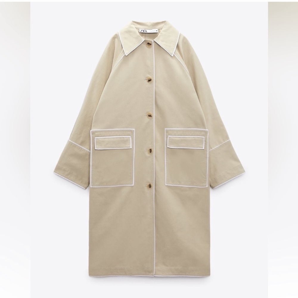 BNWT Zara Oversized Contrast Trench Coat